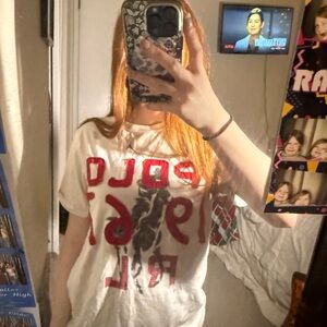 Polo by Ralph Lauren White Tee with greyish and red Logo